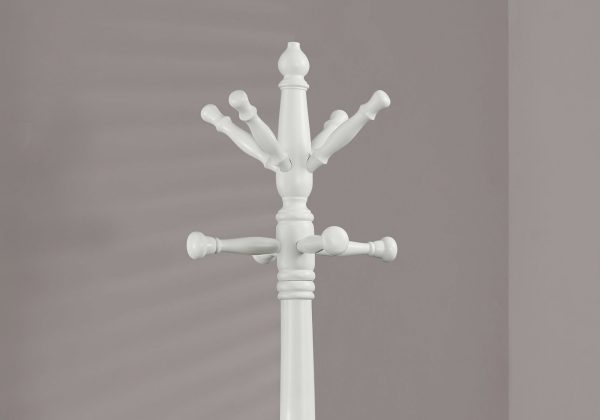 White Solid Wood Coat Rack with Triple Tiered Coat Stand - Image 2