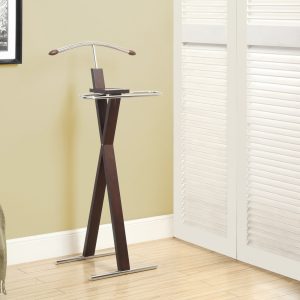 14.25" x 21" x 42.5" Cappuccino  Solid Wood  Metal  Valet