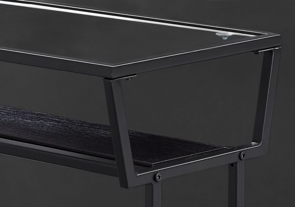 12" x 24" x 22" Black Metal with Clear Tempered Glass  Accent Table - Image 2