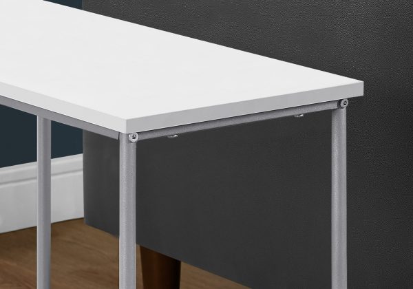 11.75" x 23.75" x 22" White Silver Mdf Metal  Accent Table - Image 2