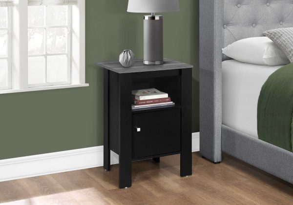14" x 17.25" x 24.25" Black and Grey Night Stand With Storage - Image 2