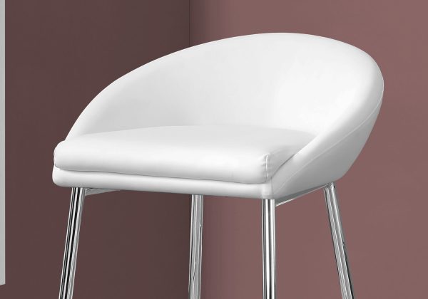 41" x 41" x 71.5" White Foam Metal Leather Look  Barstool set of 2 - Image 2