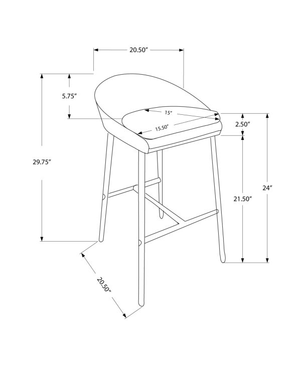 41" x 41" x 59.5" Grey  Foam  Metal  Polyester  Barstool 2pcs - Image 4