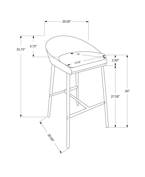 41" x 41" x 71.5" Grey Foam Metal Polyester  Barstool set of 2 - Image 3