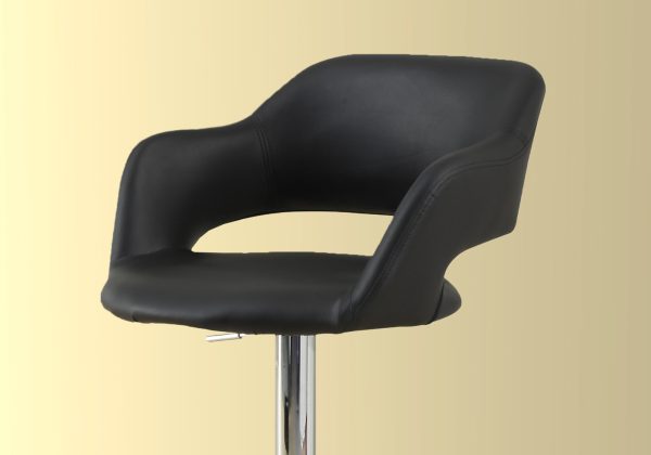 21" x 22.5" x 36" Black Foam Metal Leather Look  Barstool - Image 2