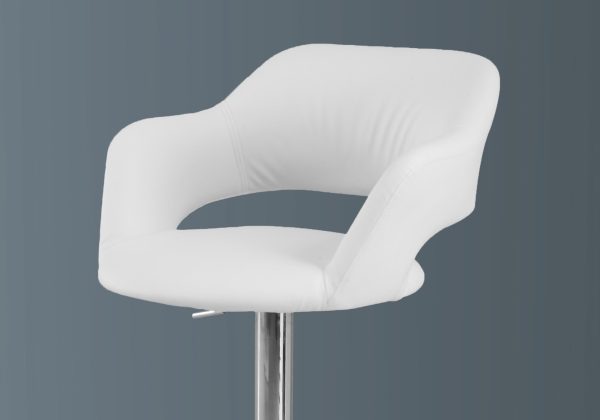 21" x 22.5" x 36" White Foam Metal Leather Look  Barstool - Image 2