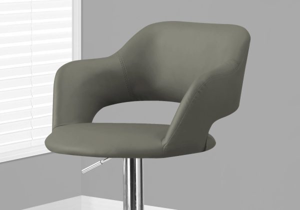 21" x 22.5" x 36" Light Grey Foam Metal Leather Look  Barstool - Image 2