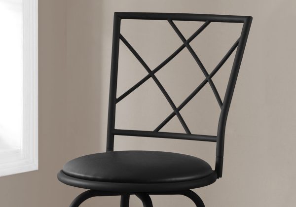 32" x 32" x 88" Black  Metal  Foam  LeatherLook  Barstool 2pcs - Image 2