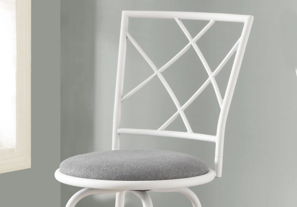 32" x 32" x 88" White  Grey  Metal  Foam  Cotton  Linen  Barstool 2pcs - Image 2