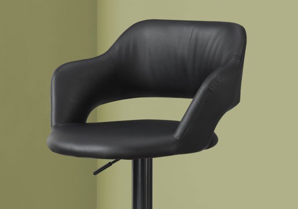 21" x 22.5" x 36" Black Foam Metal Leather Look  Barstool - Image 2