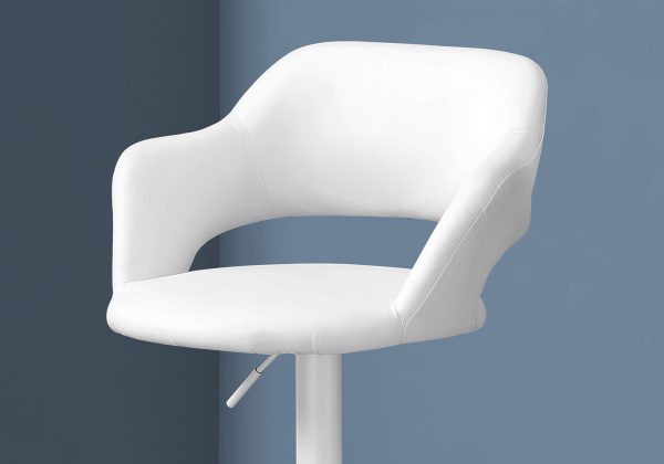 21" x 22.5" x 36" White Foam Metal Leather Look  Barstool - Image 2