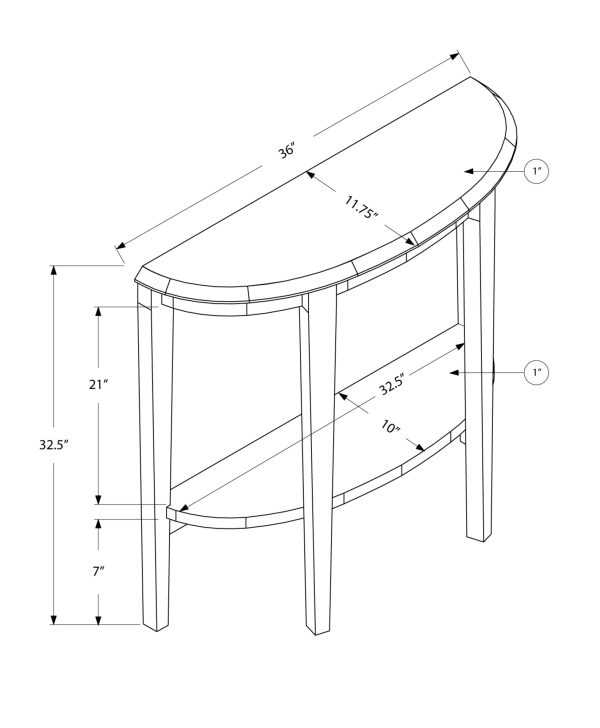 11.75" x 36" x 32.5" Dark Taupe Finish Accent Table - Image 3
