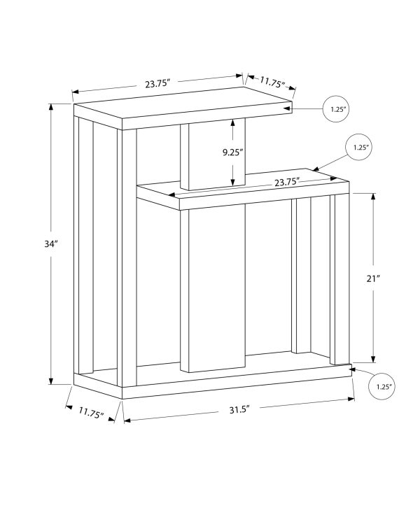 11.75" x 31.5" x 34" White Finish Hall Console Accent Table - Image 3