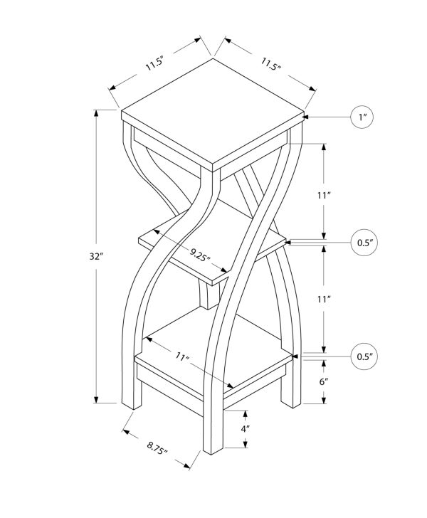 11.5" x 11.5" x 32" White Finish Hollow Core Accent Table - Image 3