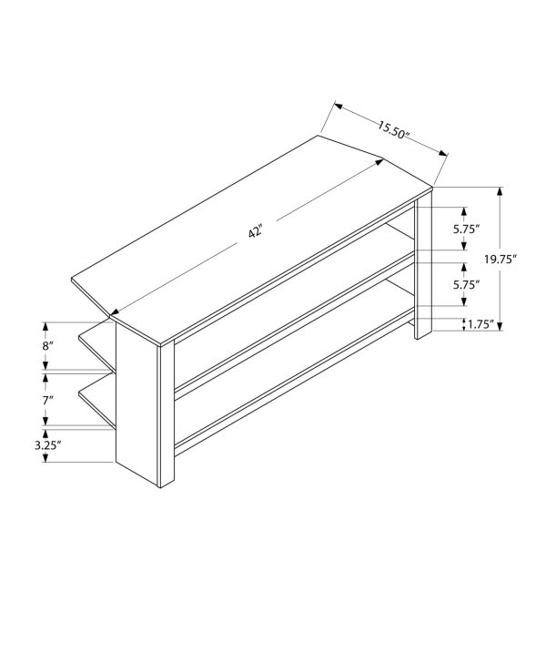 15.5" x 42" x 19.75" Dark Taupe Particle Board Laminate TV Stand - Image 3