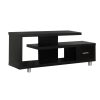 15.75" x 60" x 24" Cappuccino Silver Particle Board Hollow Core Metal TV Stand with a Drawer