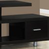 15.75" x 60" x 24" Cappuccino Silver Particle Board Hollow Core Metal TV Stand with a Drawer - Image 2
