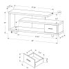 15.75" x 60" x 24" Cappuccino Silver Particle Board Hollow Core Metal TV Stand with a Drawer - Image 3