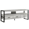 21.75" Grey Particle Board Hollow Core & Black Metal TV Stand with 3 Drawers - Image 2