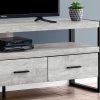21.75" Grey Particle Board Hollow Core & Black Metal TV Stand with 3 Drawers - Image 3