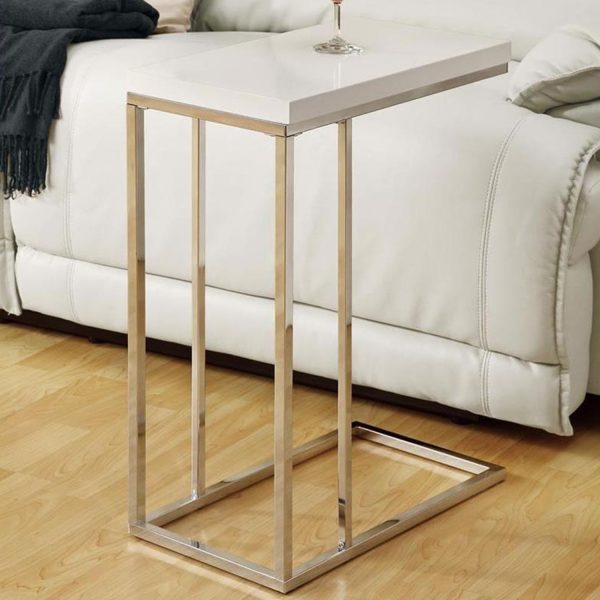 18.25" x 10.25" x 25.25" White Particle Board Metal  Accent Table - Image 5