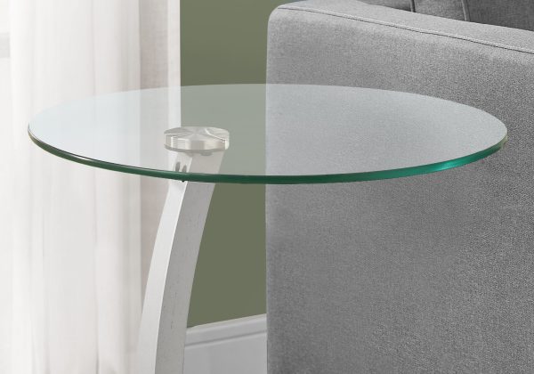 17.75" x 17.75" x 24" BlackSilver Particle Board Tempered Glass Accent Table - Image 2