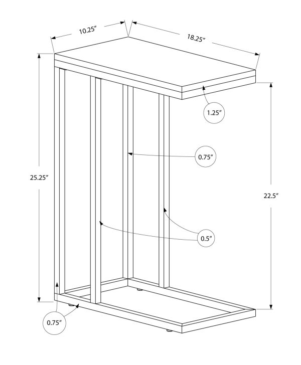 18.25" x 10.25" x 25.25" Black Particle Board Metal  Accent Table - Image 3
