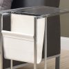 19.5" x 12" x 24" Chrome Tempered Glass Leather Look Accent Table - Image 2