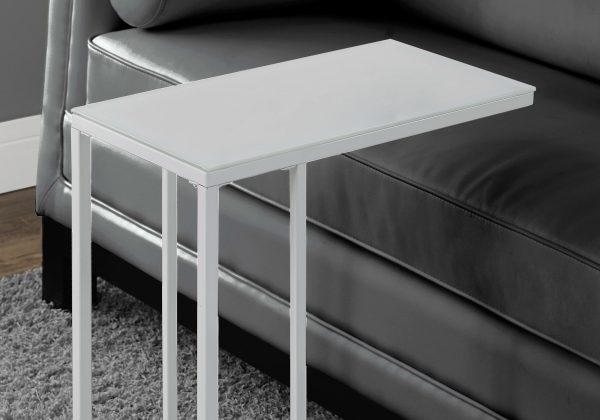 18.25" x 10.25" x 24" White Metal Tempered Glass Accent Table - Image 2