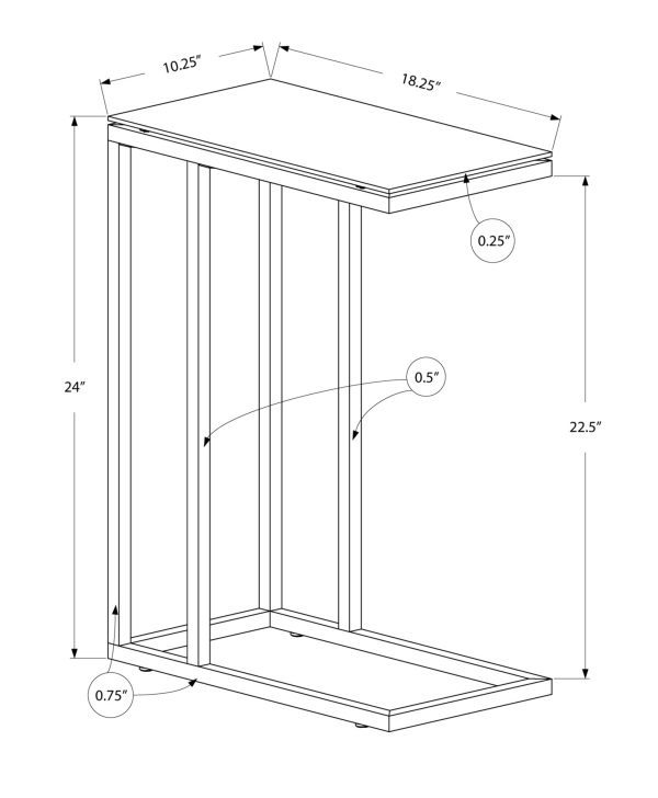 18.25" x 10.25" x 24" White Metal Tempered Glass Accent Table - Image 3
