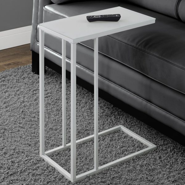 18.25" x 10.25" x 24" White Metal Tempered Glass Accent Table - Image 5