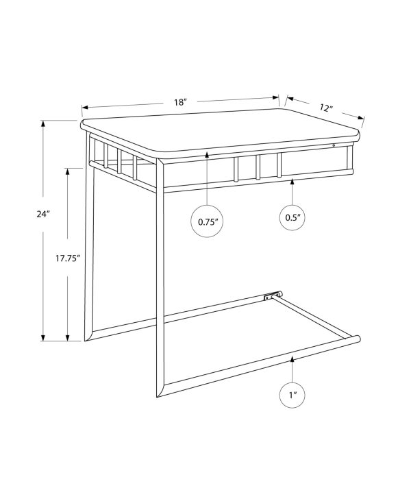 18" x 12" x 24" Cappuccino Brown Mdf Metal  Accent Table - Image 3