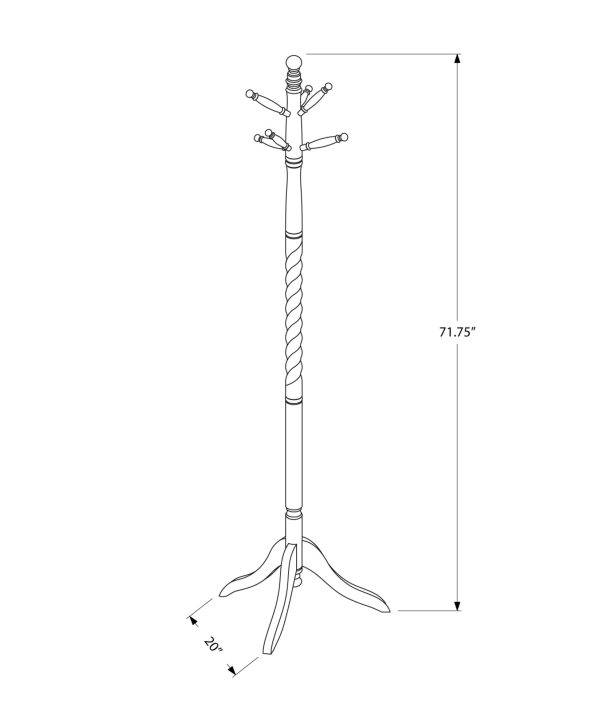 20" x 20" x 71.75" Cherry Solid Wood Coat Rack - Image 2