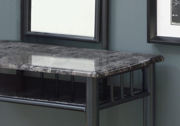 31" x 46" x 69" Grey MarblewithCharcoal Metal  2pcs Vanity Set - Image 2