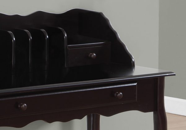 18" Dark Brown Peninsula Secretary Desk With Two Drawers - Image 2