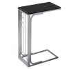 16" x 9" x 24.5" BlackSilver MDF and Metal Accent Table