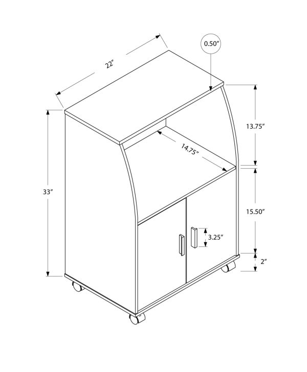 15.25" x 22" x 33" White Particle Board Laminate  Kitchen Cart - Image 3
