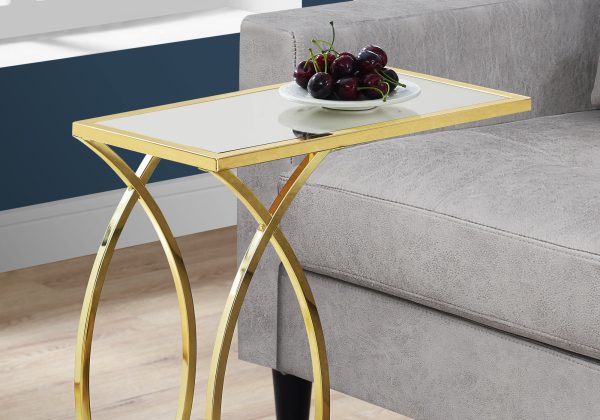 18.25" x 10.25" x 24" Gold Metal Glass  Accent Table - Image 2