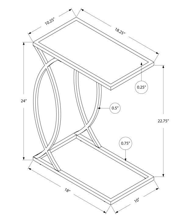 18.25" x 10.25" x 24" Gold Metal Glass  Accent Table - Image 3