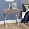 12" x 18.25" x 22.25" Dark Taupe Finish and Chrome Metal Accent Table - Image 2