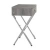 12" x 18.25" x 22.25" Dark Taupe Finish and Chrome Metal Accent Table - Image 5