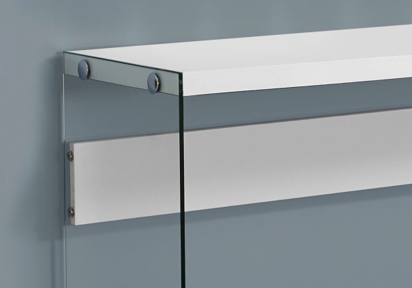 15.75" x 44" x 32" White Clear Particle Board Tempered Glass  Accent Table - Image 2