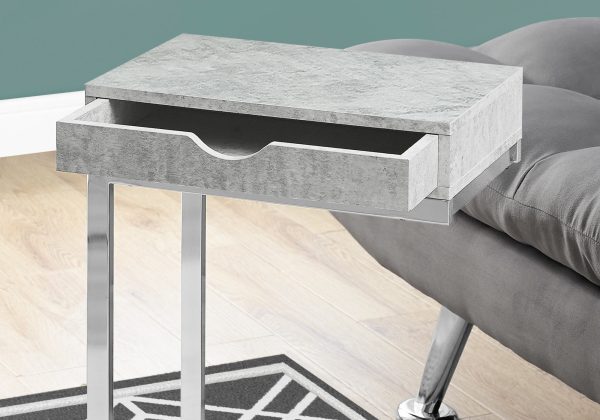 10.25" x 15.75" x 24.5" Grey Finish and Laminated Metal Accent Table - Image 2