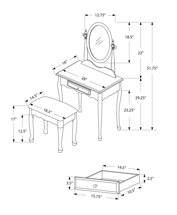 30.5" x 46.5" x 68.75" White  Particle Board Vanity Set 2pcs - Image 4