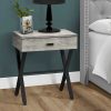 12" x 18.25" x 22.25" Grey Finish and Black Metal Accent Table - Image 2