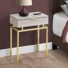 12.75" x 18.25" x 23.25" Beige Finish and Gold Metal Accent Table - Image 2