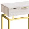 12.75" x 18.25" x 23.25" Beige Finish and Gold Metal Accent Table - Image 5