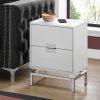 23.5" Particle Board and Chrome Metal Accent Table