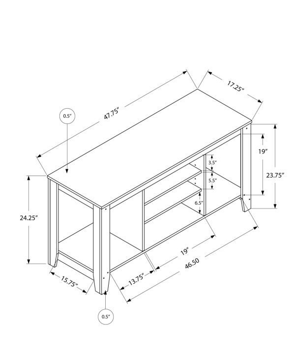 17.25" x 47.75" x 24.25" Dark Taupe Particle Board TV Stand - Image 3