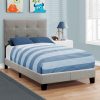 45.75" Solid Wood MDF Foam and Linen Twin Size Bed